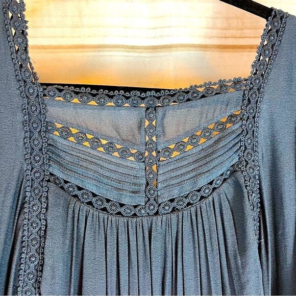 NWOT Women’s Ann Taylor LOFT A-Line Boho Dress Bell Sleeves XS Blue/Gray Peasant - Picture 4 of 8